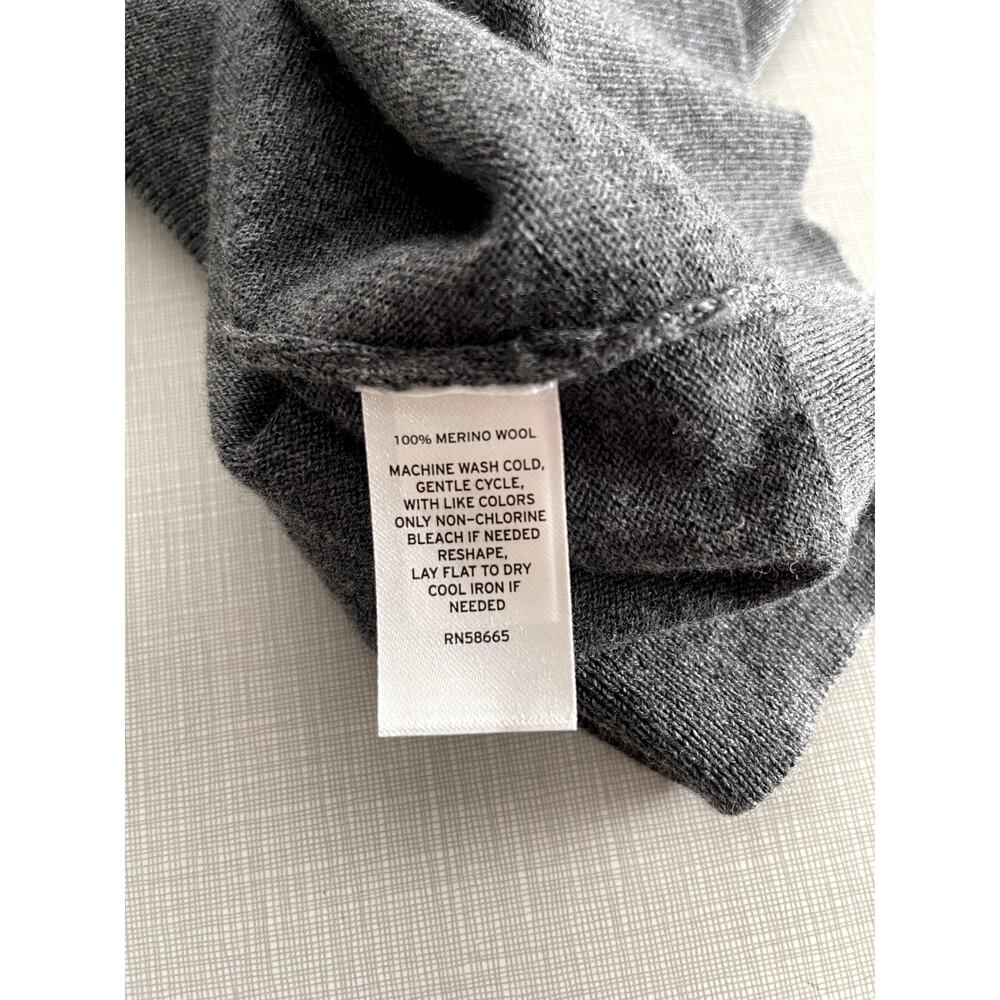 Nordstrom Sz L Merino Wool Sweater Gray Classic Preppy Office Minimalist Basic - Picture 11 of 11